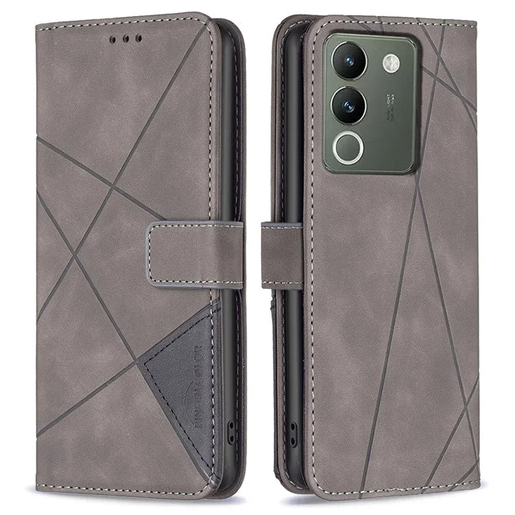 BINFEN COLOR BF05 For vivo Y200 (India) 5G Case Imprinted Wallet Shockproof PU Leather Phone Shell