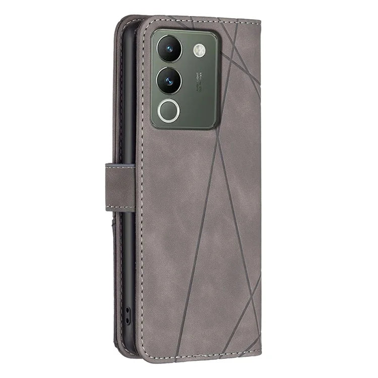 BINFEN COLOR BF05 For vivo Y200 (India) 5G Case Imprinted Wallet Shockproof PU Leather Phone Shell