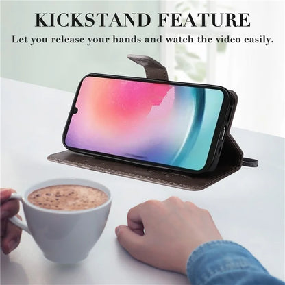 KT Imprinting Flower Series-2 For Samsung Galaxy A25 5G (Global) (161.0 x 76.5 x 8.3mm) Phone Case Butterfly Imprint TPU+PU Leather Cover