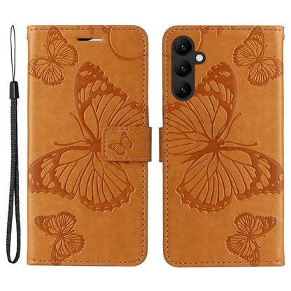KT Imprinting Flower Series-2 For Samsung Galaxy A25 5G (Global) (161.0 x 76.5 x 8.3mm) Phone Case Butterfly Imprint TPU+PU Leather Cover