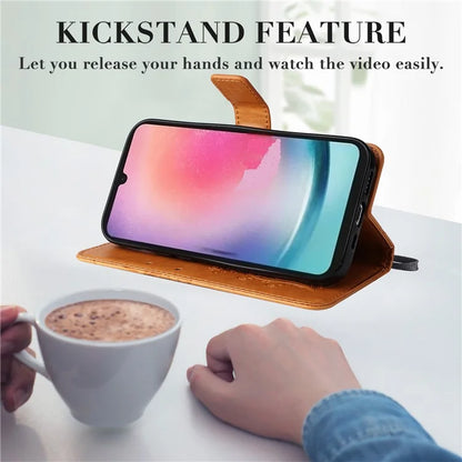 KT Imprinting Flower Series-2 For Samsung Galaxy A25 5G (Global) (161.0 x 76.5 x 8.3mm) Phone Case Butterfly Imprint TPU+PU Leather Cover