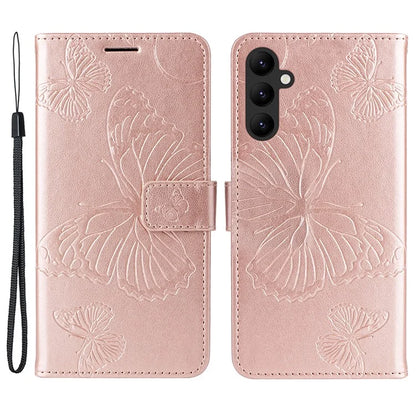 KT Imprinting Flower Series-2 For Samsung Galaxy A25 5G (Global) (161.0 x 76.5 x 8.3mm) Phone Case Butterfly Imprint TPU+PU Leather Cover
