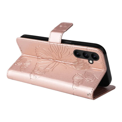 KT Imprinting Flower Series-2 For Samsung Galaxy A25 5G (Global) (161.0 x 76.5 x 8.3mm) Phone Case Butterfly Imprint TPU+PU Leather Cover