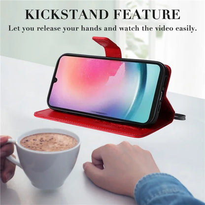 KT Imprinting Flower Series-2 For Samsung Galaxy A25 5G (Global) (161.0 x 76.5 x 8.3mm) Phone Case Butterfly Imprint TPU+PU Leather Cover