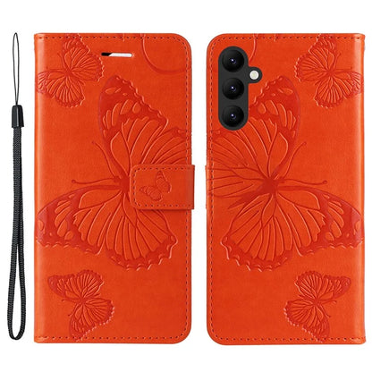 KT Imprinting Flower Series-2 For Samsung Galaxy A25 5G (Global) (161.0 x 76.5 x 8.3mm) Phone Case Butterfly Imprint TPU+PU Leather Cover
