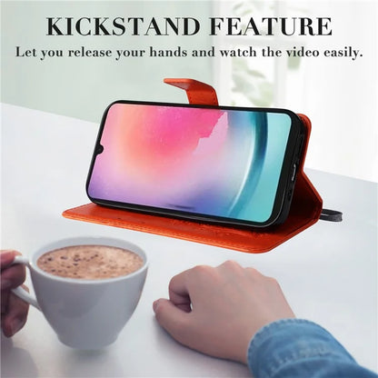 KT Imprinting Flower Series-2 For Samsung Galaxy A25 5G (Global) (161.0 x 76.5 x 8.3mm) Phone Case Butterfly Imprint TPU+PU Leather Cover