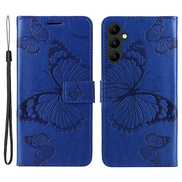 KT Imprinting Flower Series-2 For Samsung Galaxy A25 5G (Global) (161.0 x 76.5 x 8.3mm) Phone Case Butterfly Imprint TPU+PU Leather Cover