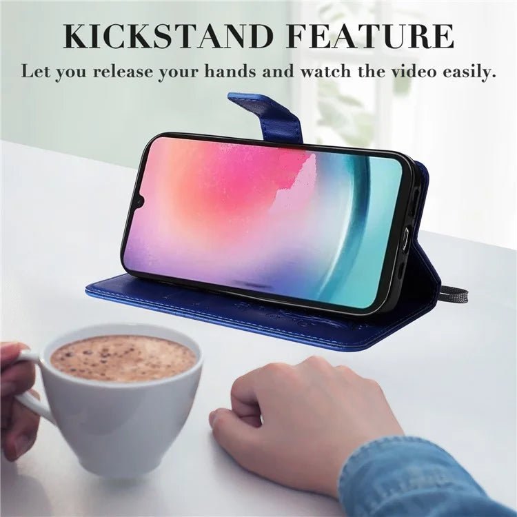 KT Imprinting Flower Series-2 For Samsung Galaxy A25 5G (Global) (161.0 x 76.5 x 8.3mm) Phone Case Butterfly Imprint TPU+PU Leather Cover