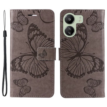 KT Imprinting Flower Series-2 For Xiaomi Redmi 13C 4G / Poco C65 4G Case Butterfly Pattern Leather Phone Protector