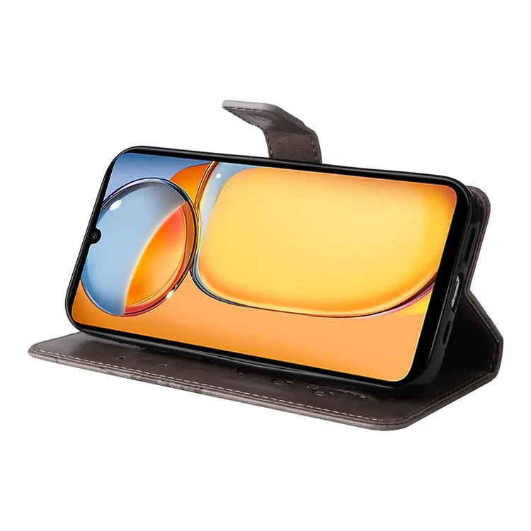 KT Imprinting Flower Series-2 For Xiaomi Redmi 13C 4G / Poco C65 4G Case Butterfly Pattern Leather Phone Protector