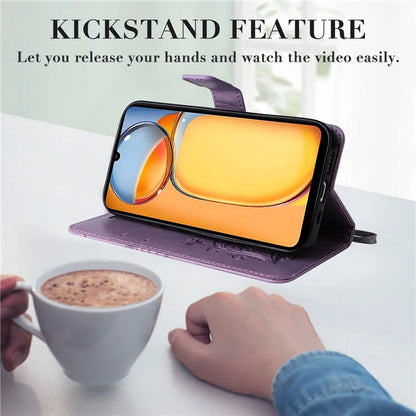 KT Imprinting Flower Series-2 For Xiaomi Redmi 13C 4G / Poco C65 4G Case Butterfly Pattern Leather Phone Protector