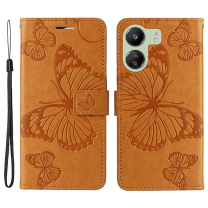 KT Imprinting Flower Series-2 For Xiaomi Redmi 13C 4G / Poco C65 4G Case Butterfly Pattern Leather Phone Protector