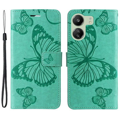 KT Imprinting Flower Series-2 For Xiaomi Redmi 13C 4G / Poco C65 4G Case Butterfly Pattern Leather Phone Protector