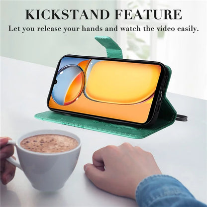 KT Imprinting Flower Series-2 For Xiaomi Redmi 13C 4G / Poco C65 4G Case Butterfly Pattern Leather Phone Protector