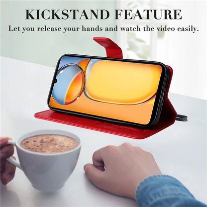 KT Imprinting Flower Series-2 For Xiaomi Redmi 13C 4G / Poco C65 4G Case Butterfly Pattern Leather Phone Protector