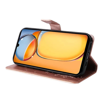 KT Imprinting Flower Series-2 For Xiaomi Redmi 13C 4G / Poco C65 4G Case Butterfly Pattern Leather Phone Protector