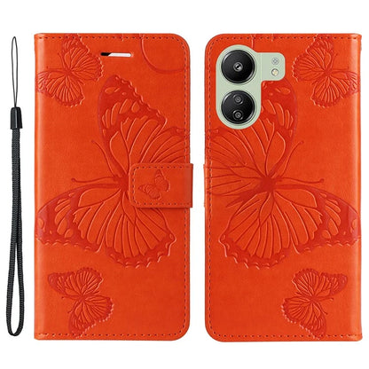 KT Imprinting Flower Series-2 For Xiaomi Redmi 13C 4G / Poco C65 4G Case Butterfly Pattern Leather Phone Protector
