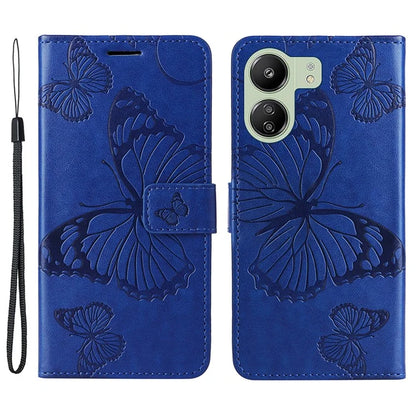 KT Imprinting Flower Series-2 For Xiaomi Redmi 13C 4G / Poco C65 4G Case Butterfly Pattern Leather Phone Protector