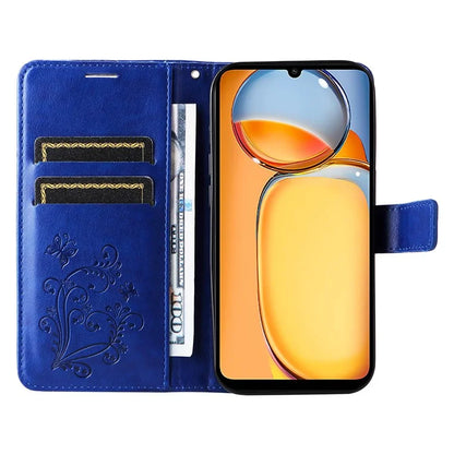 KT Imprinting Flower Series-2 For Xiaomi Redmi 13C 4G / Poco C65 4G Case Butterfly Pattern Leather Phone Protector