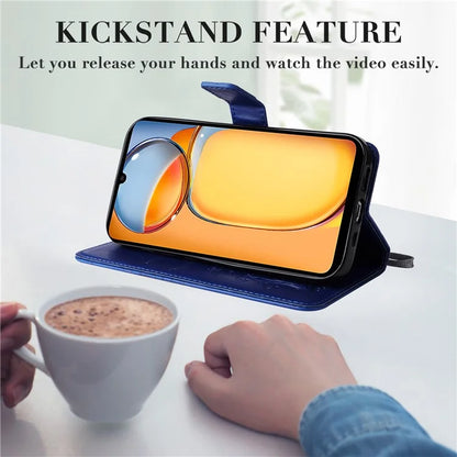 KT Imprinting Flower Series-2 For Xiaomi Redmi 13C 4G / Poco C65 4G Case Butterfly Pattern Leather Phone Protector