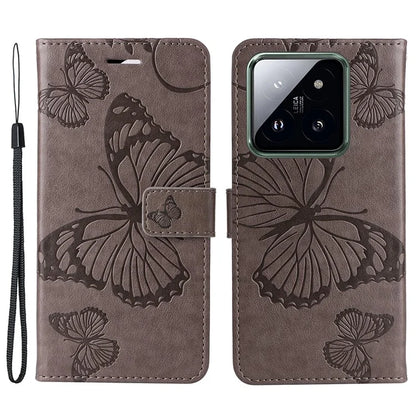KT Imprinting Flower Series-2 For Xiaomi 14 Pro Case Imprinted TPU+PU Leather Phone Shell Cover