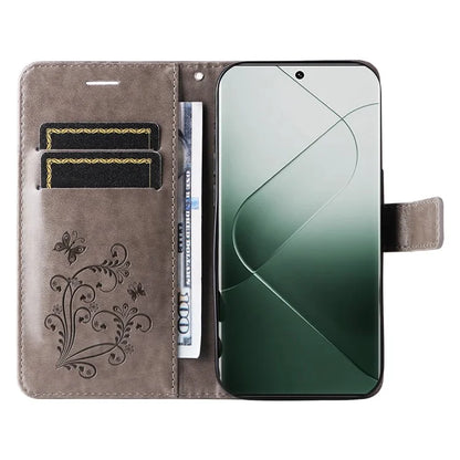 KT Imprinting Flower Series-2 For Xiaomi 14 Pro Case Imprinted TPU+PU Leather Phone Shell Cover