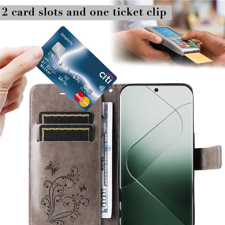 KT Imprinting Flower Series-2 For Xiaomi 14 Pro Case Imprinted TPU+PU Leather Phone Shell Cover