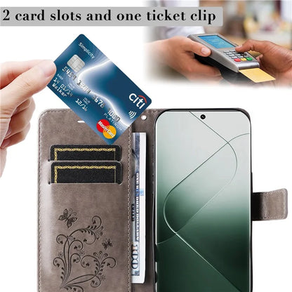 KT Imprinting Flower Series-2 For Xiaomi 14 Pro Case Imprinted TPU+PU Leather Phone Shell Cover