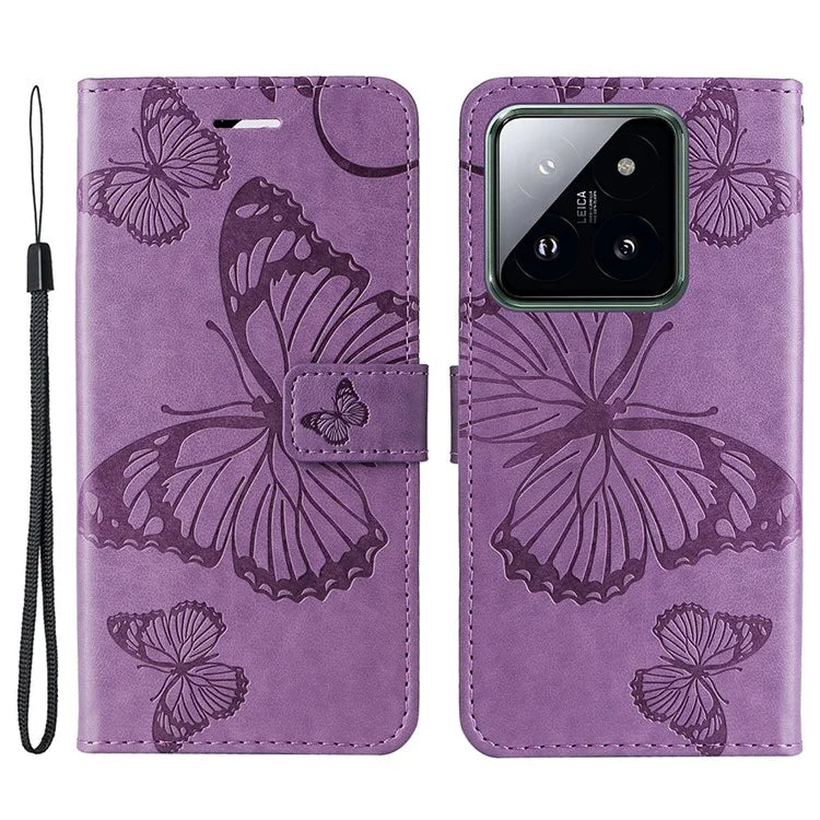 KT Imprinting Flower Series-2 For Xiaomi 14 Pro Case Imprinted TPU+PU Leather Phone Shell Cover