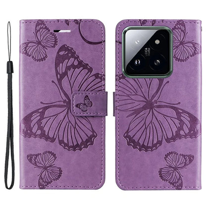 KT Imprinting Flower Series-2 For Xiaomi 14 Pro Case Imprinted TPU+PU Leather Phone Shell Cover