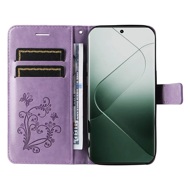 KT Imprinting Flower Series-2 For Xiaomi 14 Pro Case Imprinted TPU+PU Leather Phone Shell Cover
