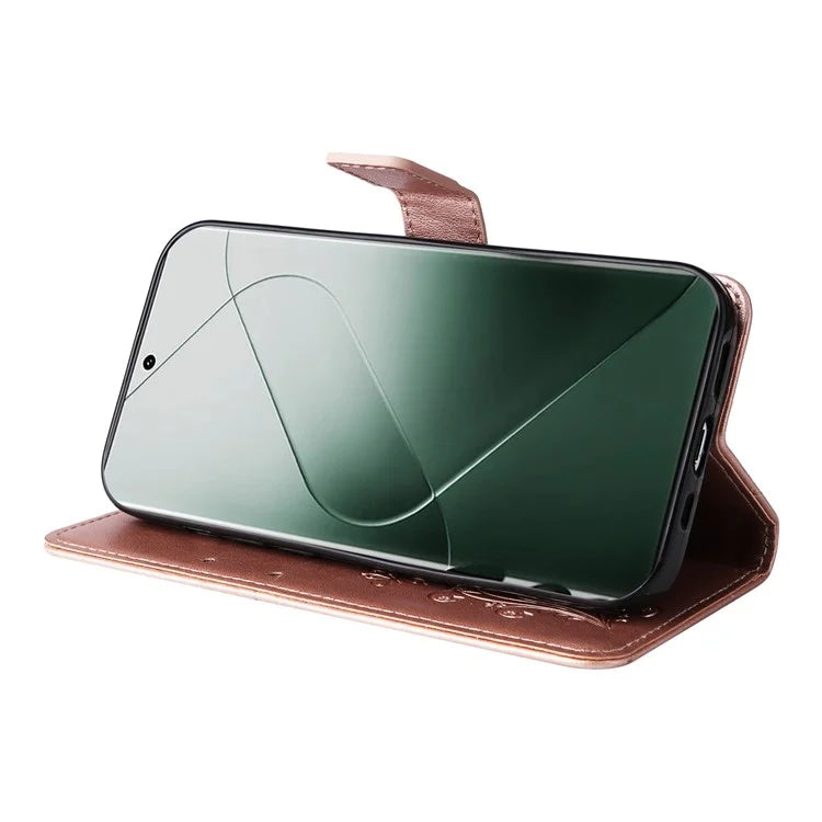 KT Imprinting Flower Series-2 For Xiaomi 14 Pro Case Imprinted TPU+PU Leather Phone Shell Cover