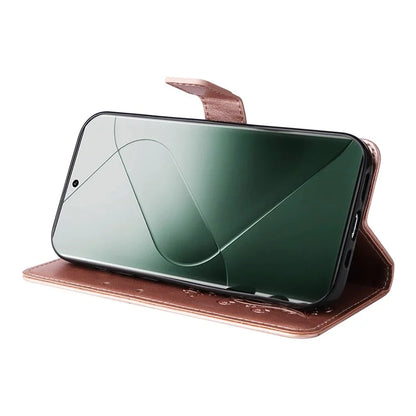 KT Imprinting Flower Series-2 For Xiaomi 14 Pro Case Imprinted TPU+PU Leather Phone Shell Cover