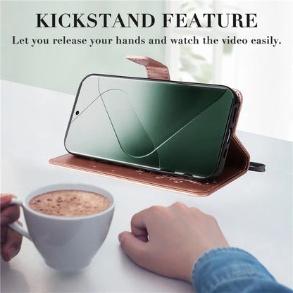 KT Imprinting Flower Series-2 For Xiaomi 14 Pro Case Imprinted TPU+PU Leather Phone Shell Cover
