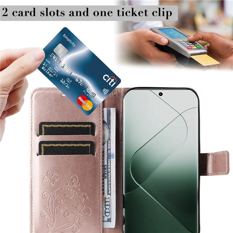 KT Imprinting Flower Series-2 For Xiaomi 14 Pro Case Imprinted TPU+PU Leather Phone Shell Cover