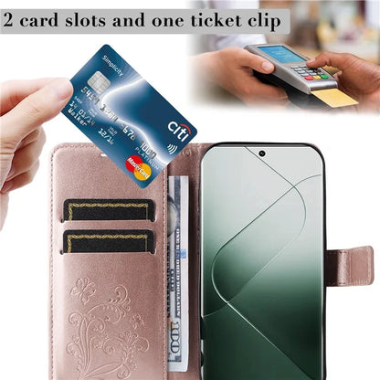 KT Imprinting Flower Series-2 For Xiaomi 14 Pro Case Imprinted TPU+PU Leather Phone Shell Cover