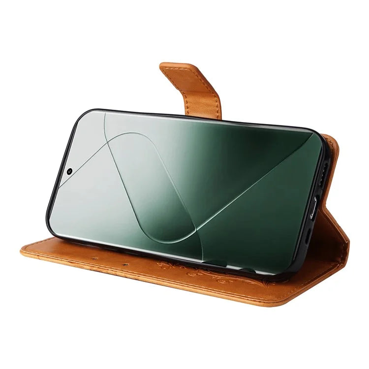 KT Imprinting Flower Series-2 For Xiaomi 14 Pro Case Imprinted TPU+PU Leather Phone Shell Cover