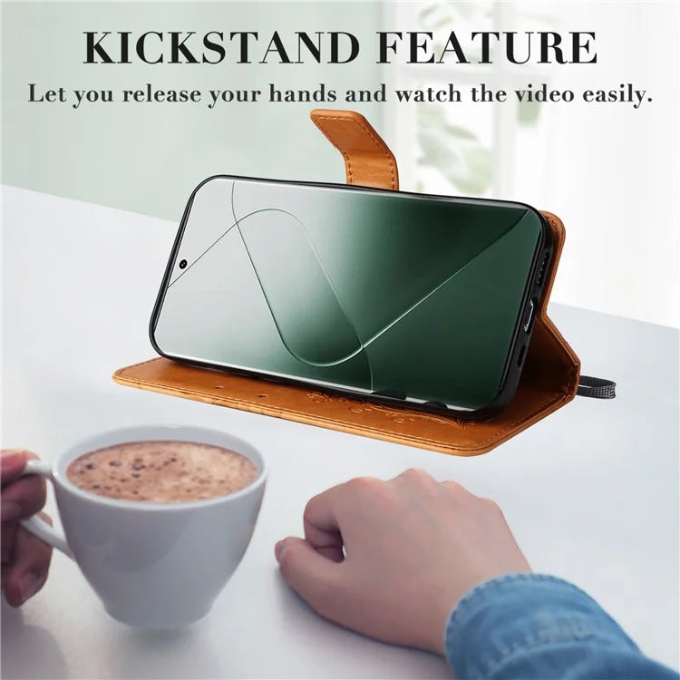 KT Imprinting Flower Series-2 For Xiaomi 14 Pro Case Imprinted TPU+PU Leather Phone Shell Cover