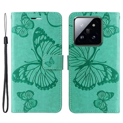 KT Imprinting Flower Series-2 For Xiaomi 14 Pro Case Imprinted TPU+PU Leather Phone Shell Cover