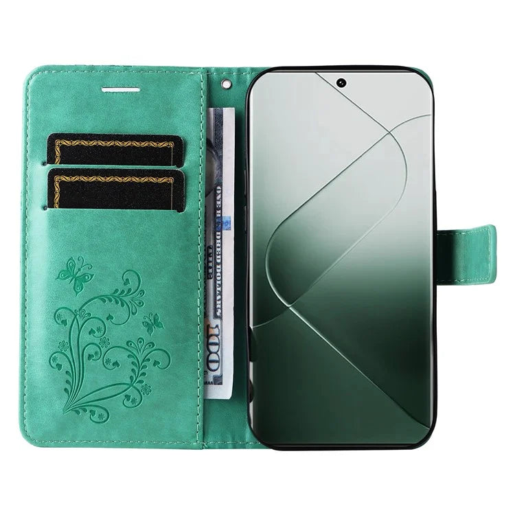 KT Imprinting Flower Series-2 For Xiaomi 14 Pro Case Imprinted TPU+PU Leather Phone Shell Cover