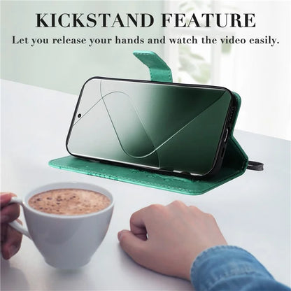 KT Imprinting Flower Series-2 For Xiaomi 14 Pro Case Imprinted TPU+PU Leather Phone Shell Cover