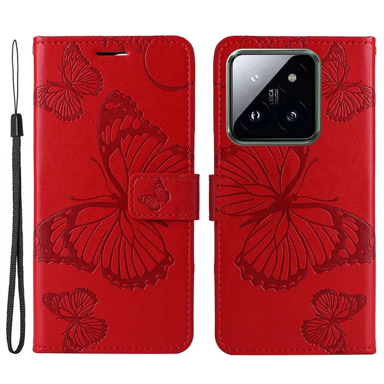 KT Imprinting Flower Series-2 For Xiaomi 14 Pro Case Imprinted TPU+PU Leather Phone Shell Cover