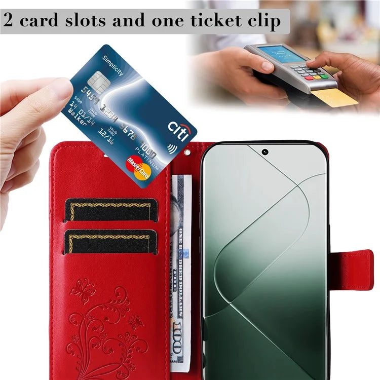 KT Imprinting Flower Series-2 For Xiaomi 14 Pro Case Imprinted TPU+PU Leather Phone Shell Cover