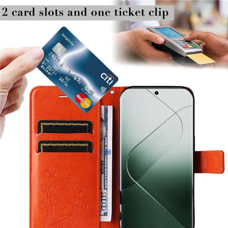 KT Imprinting Flower Series-2 For Xiaomi 14 Pro Case Imprinted TPU+PU Leather Phone Shell Cover