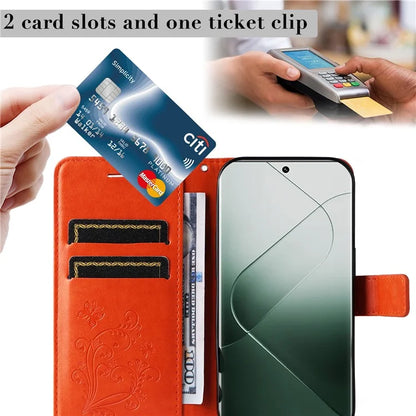 KT Imprinting Flower Series-2 For Xiaomi 14 Pro Case Imprinted TPU+PU Leather Phone Shell Cover