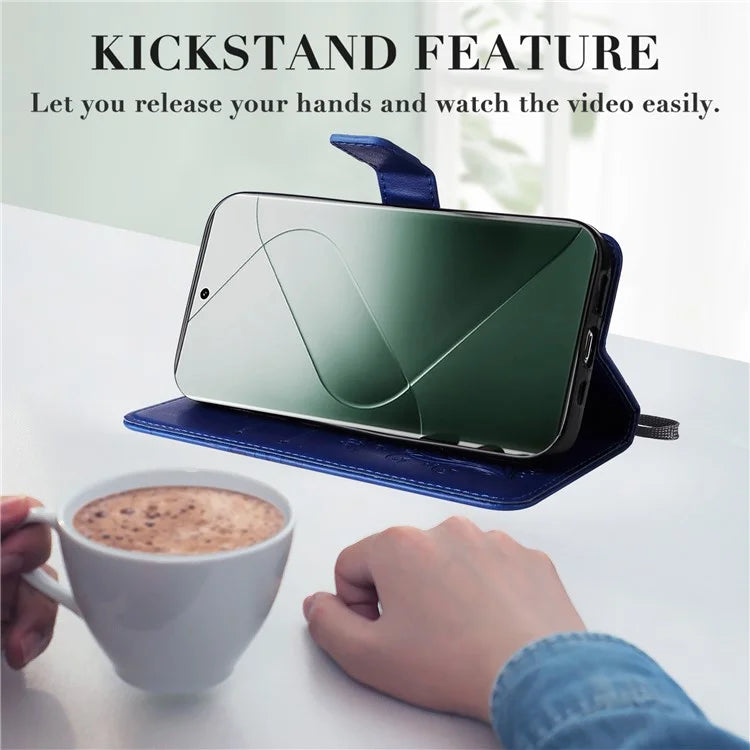 KT Imprinting Flower Series-2 For Xiaomi 14 Pro Case Imprinted TPU+PU Leather Phone Shell Cover