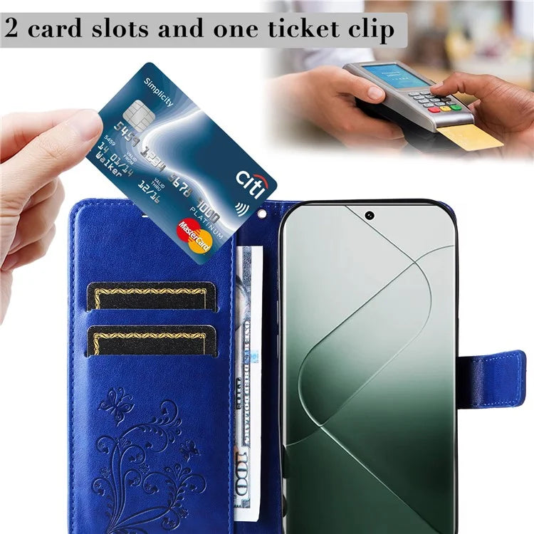 KT Imprinting Flower Series-2 For Xiaomi 14 Pro Case Imprinted TPU+PU Leather Phone Shell Cover