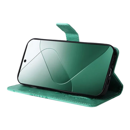 KT Imprinting Flower Series-2 For Xiaomi 14 Case Butterfly Imprint Stand Wallet Phone Cover