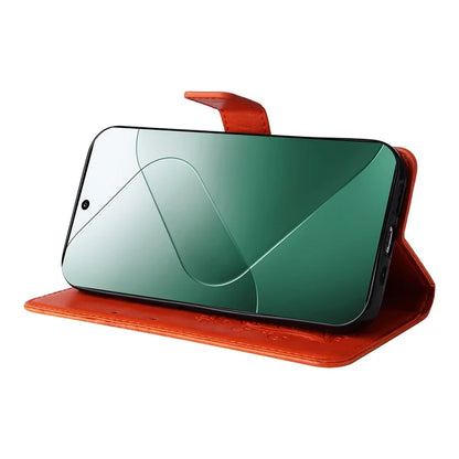 KT Imprinting Flower Series-2 For Xiaomi 14 Case Butterfly Imprint Stand Wallet Phone Cover