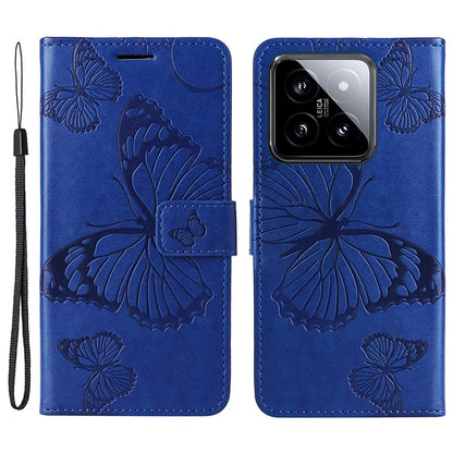 KT Imprinting Flower Series-2 For Xiaomi 14 Case Butterfly Imprint Stand Wallet Phone Cover